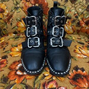 Topshop Black Buckled Boots